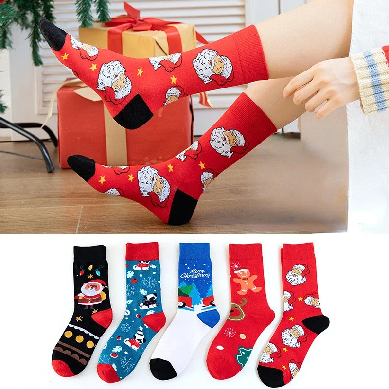 New Cartoon Christmas Gift Socks Street Sports Trend Couples Cotton Socks