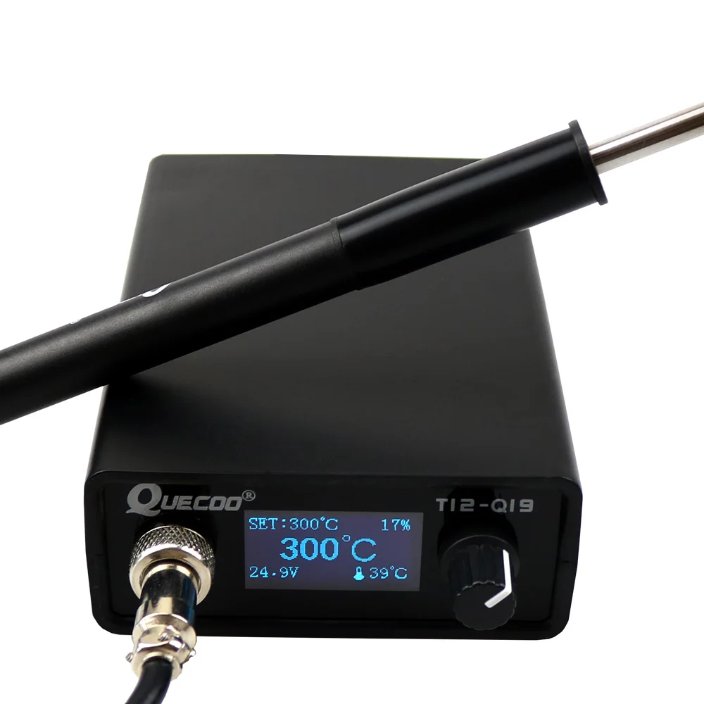 OLED T12-Q19 Soldering Station Electronic compatible AC/DC power with T12-P9 plastic handle and T12 iron  tips