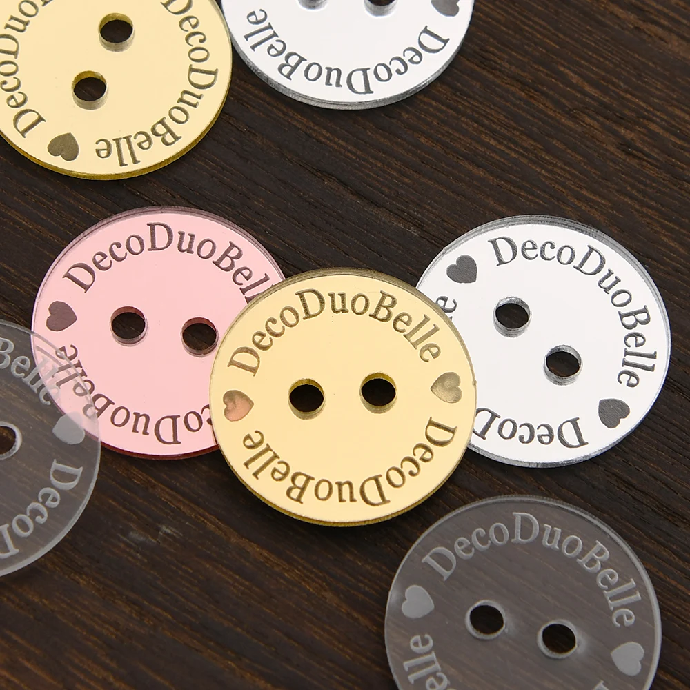 

Apparel Embellishment Custom Laser Mirror Acrylic Tags, 25mm Circle, Eco-friendly for Hats, Scarves, Bags, DIY Clothing & Gifts