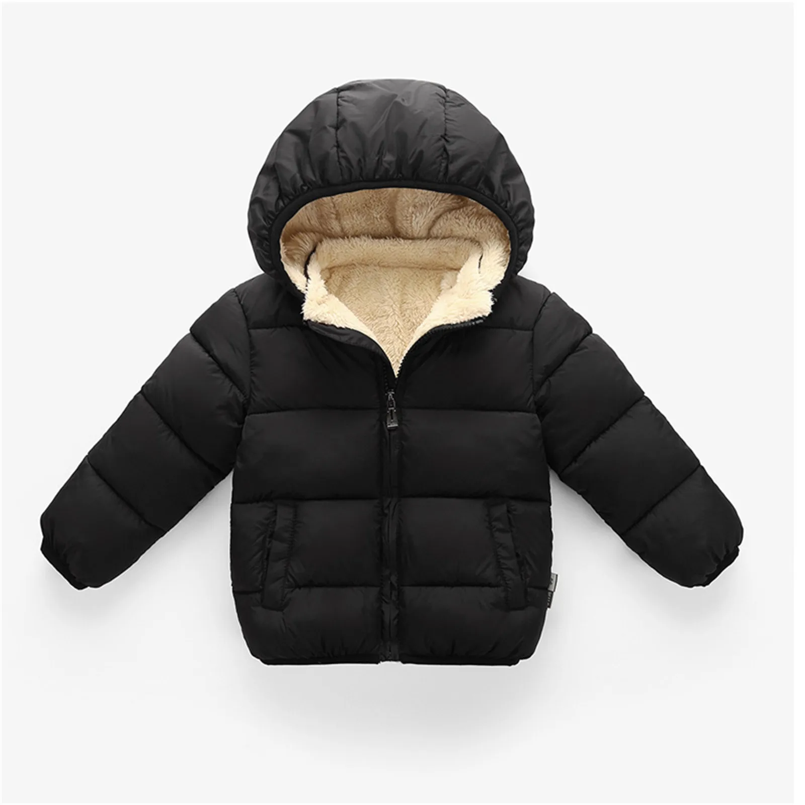 Baby Children Coats Winter Jackets For Boys Warm Plush Thicken Outerwear For Girls Fur Hooded Jacket Kids Clothes