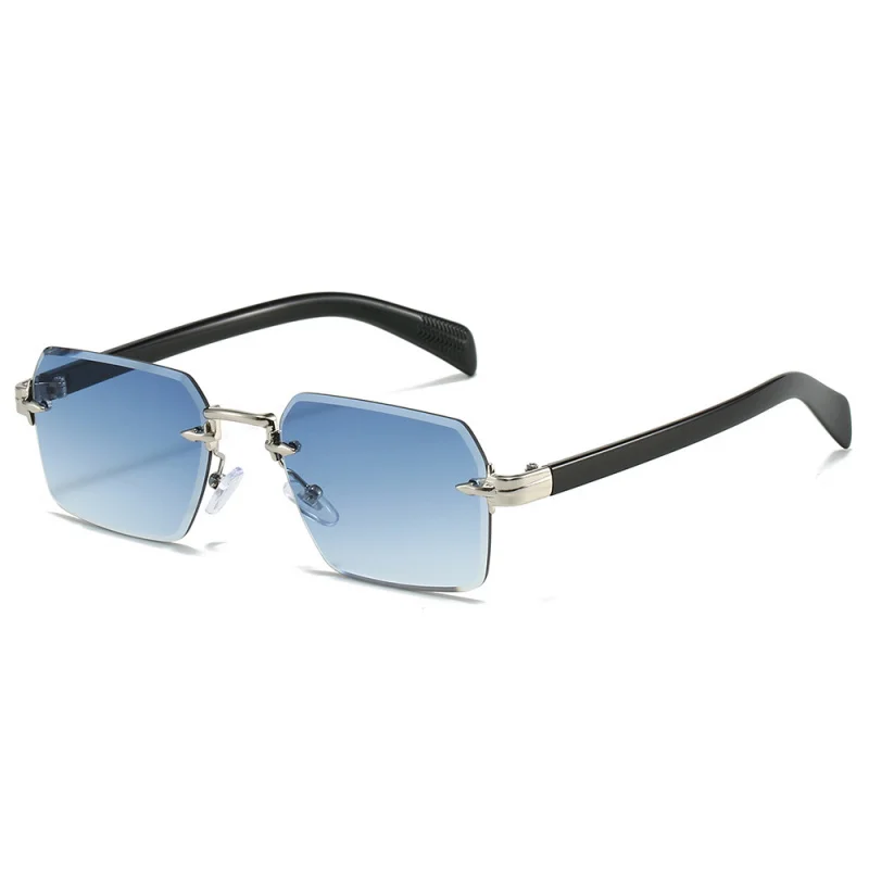 Fashionable frameless square decorative glasses, European and American men's casual driving sun protection sunglasses