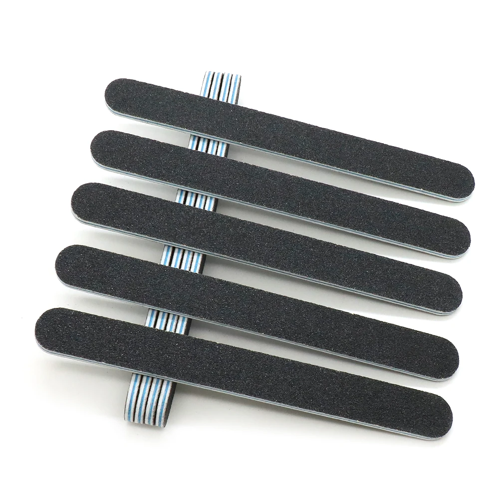 8/25/50 قطعة ورق الصنفرة الأسود ملف الأظافر 100/180 مزدوج الوجهين الرملي كتلة مانيكير باديكير الرعاية أداة الأزرق PP مجلس مسمار الفن الملفات