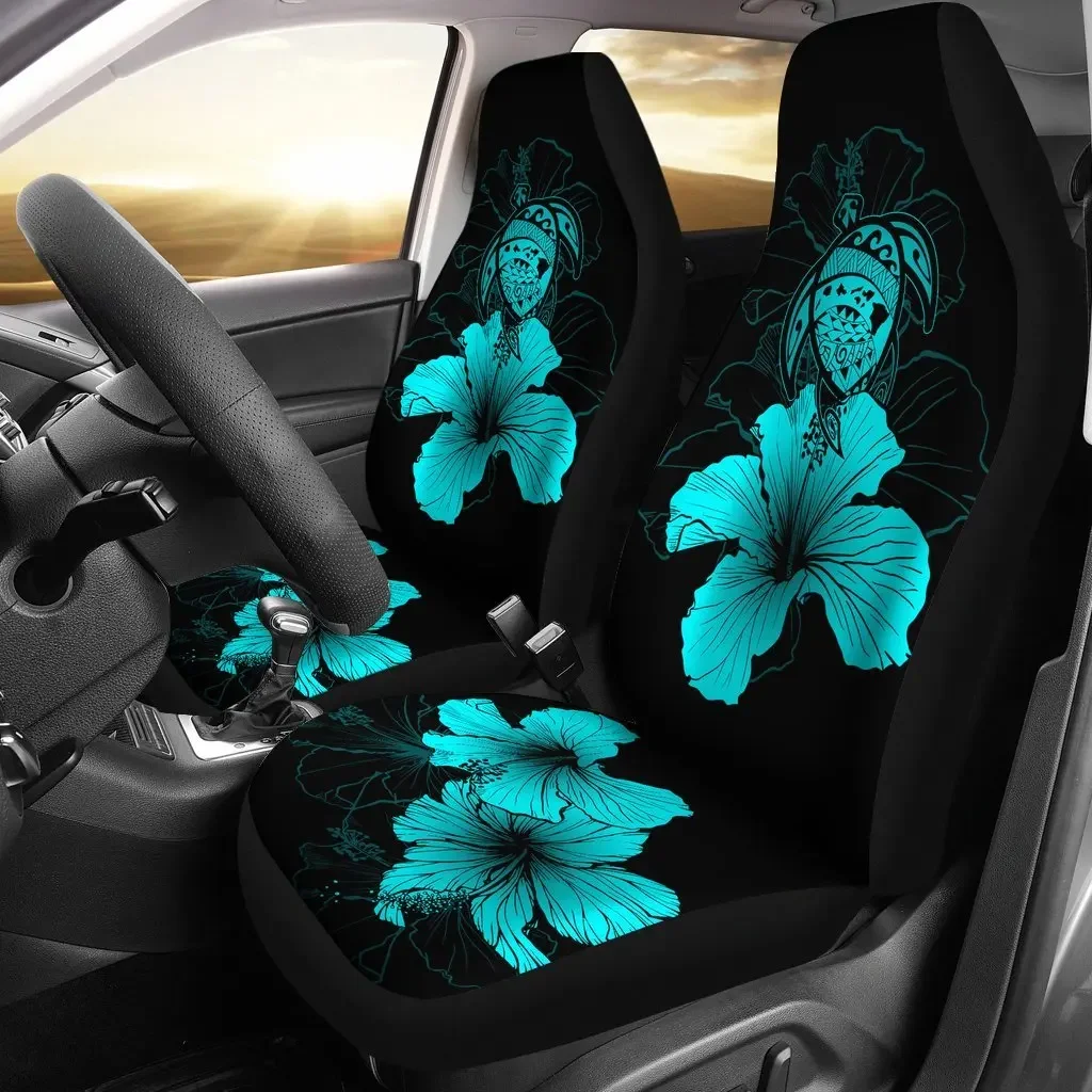 Hawaii Hibiscus Seat Cover Car Seat Covers Set 2 Pc, Car Accessories Car Mats - Turtle Map - Turquoise