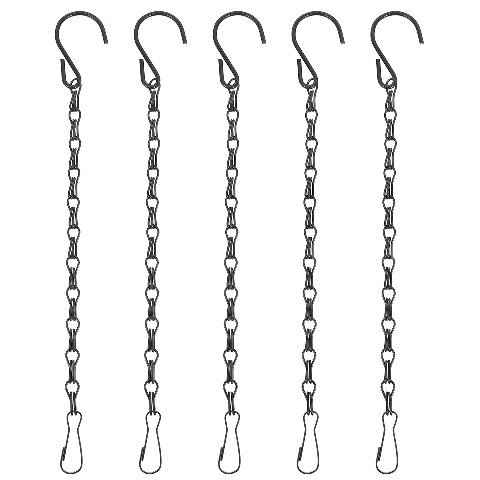 Cadena colgante de hierro con doble gancho, color negro, para comederos de pájaros, macetas, letreros, faroles, campanas de viento, decoración interior y exterior, 5 uds.