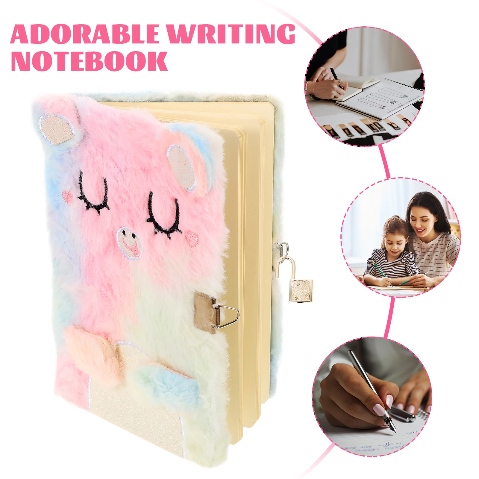 Notebook with Lock Teen Girl Gifts Plush Diary Little Princess Adorable Girls Paper Secret