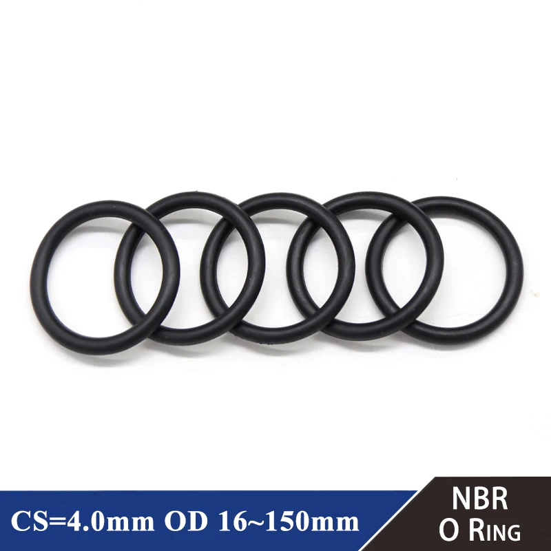 

10/50Pcs NBR O Ring Gasket Thickness CS 4mm OD 16~150mm Nitrile Rubber Round O Type Corrosion Oil Resist Sealing Washer Blackr