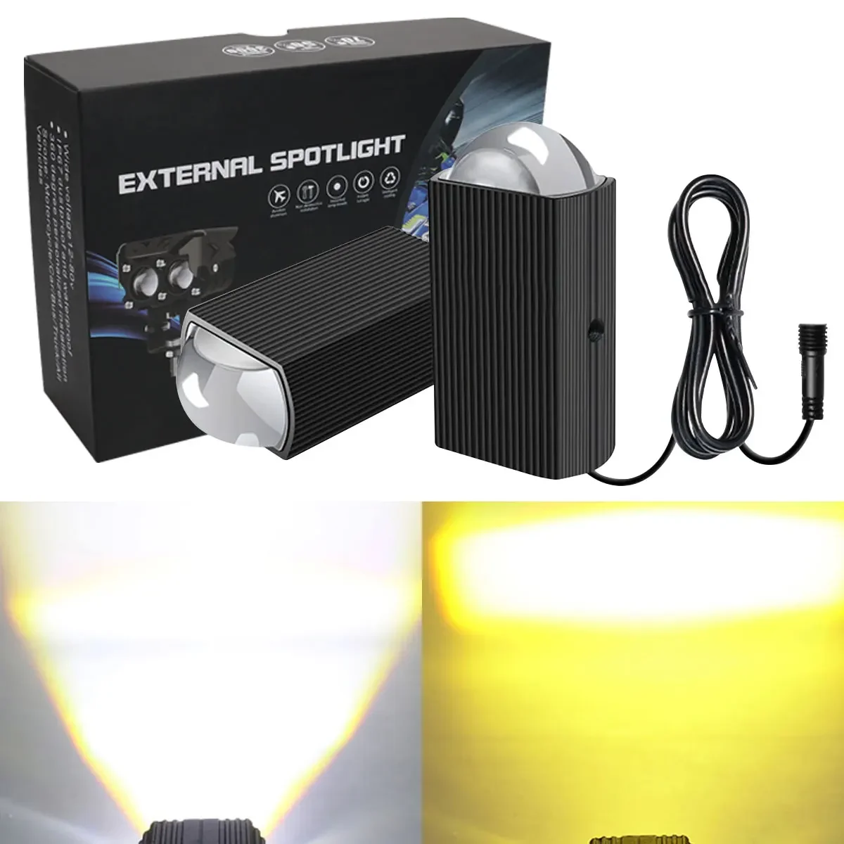 

2pcsCar LED Grille Work Light High Low Beam Dual Color Motorcycle Auxiliary Spotlight Super Bight Driving Light 12-30V Universal