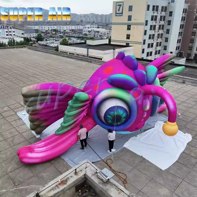 Beliebte riesige Bühnendekoration im Freien, aufblasbarer bunter Fisch für Musikfestival-Konntivität