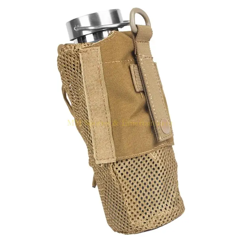 31BE Outdoor Kettle Bag Tactically Water Bottles Pouches Nylon Mesh Waist Bag Adjustable Drawstrings Water Bottles Holder