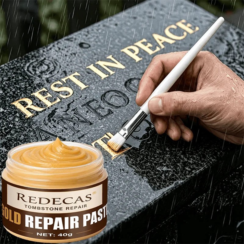 Gold Headstone Touch-Up Paste — For faded stone, marble & wood; fast-drying weatherproof oil paint; for gild work & wood repair.