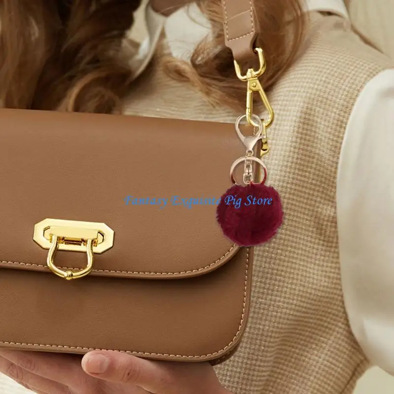 ديكورات سلسلة مفاتيح من البوليستر الناعم مع زخارف سلسلة مفاتيح من الكرات القطيفة القابلة للتبديل للتخصيص الإبداعي