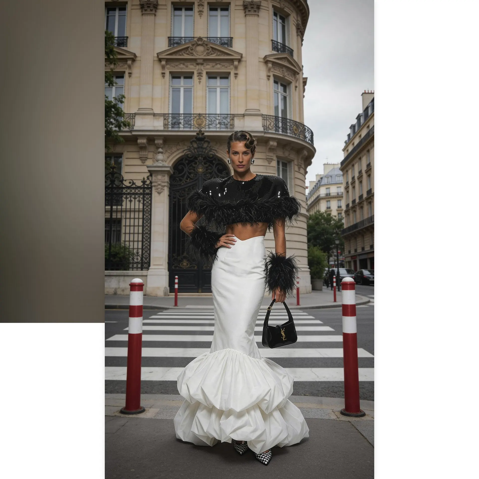 

Роскошная белая юбка «рыбий хвост» для женщин, длинная плиссированная юбка с высокой талией и рюшами, официальная вечерняя свадебная коктейльная юбка для гостей