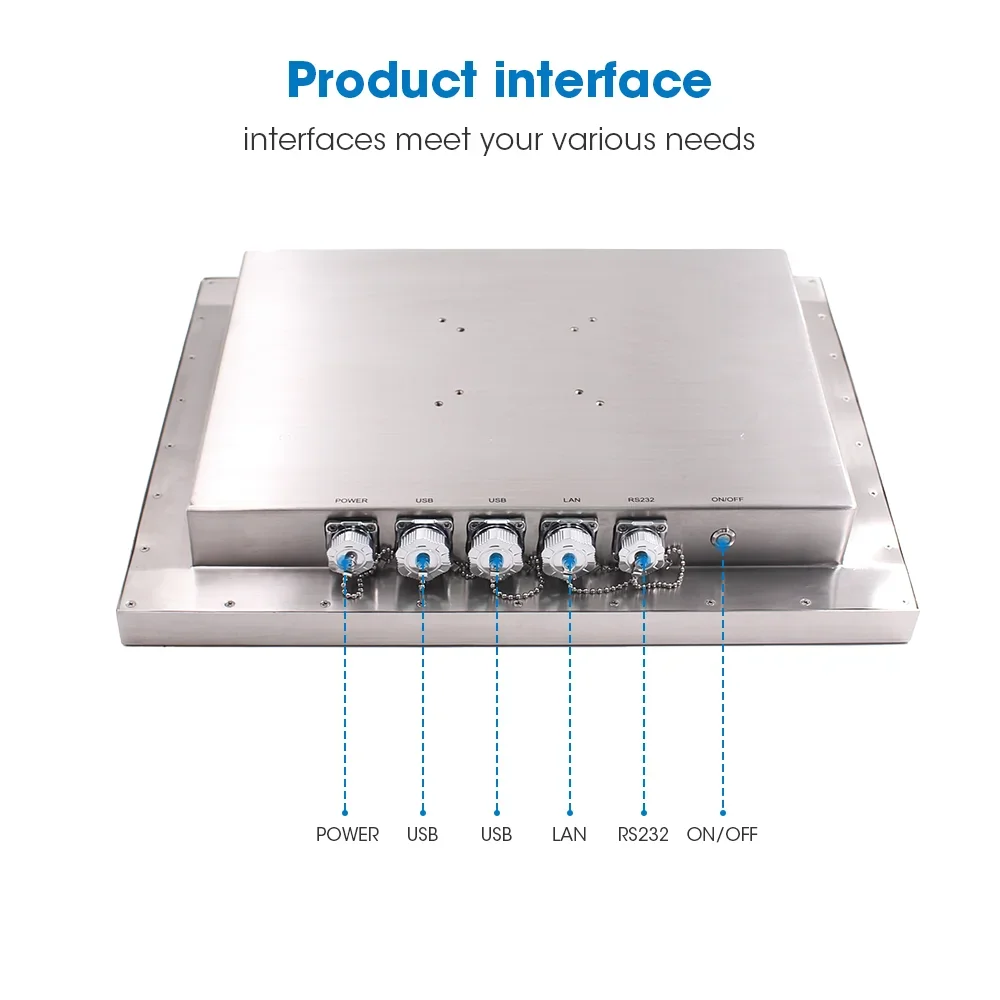 Fanless Industrial All In One Panel PC IP67 Stainless Steel Enclosure Resistive Touch Panel PC