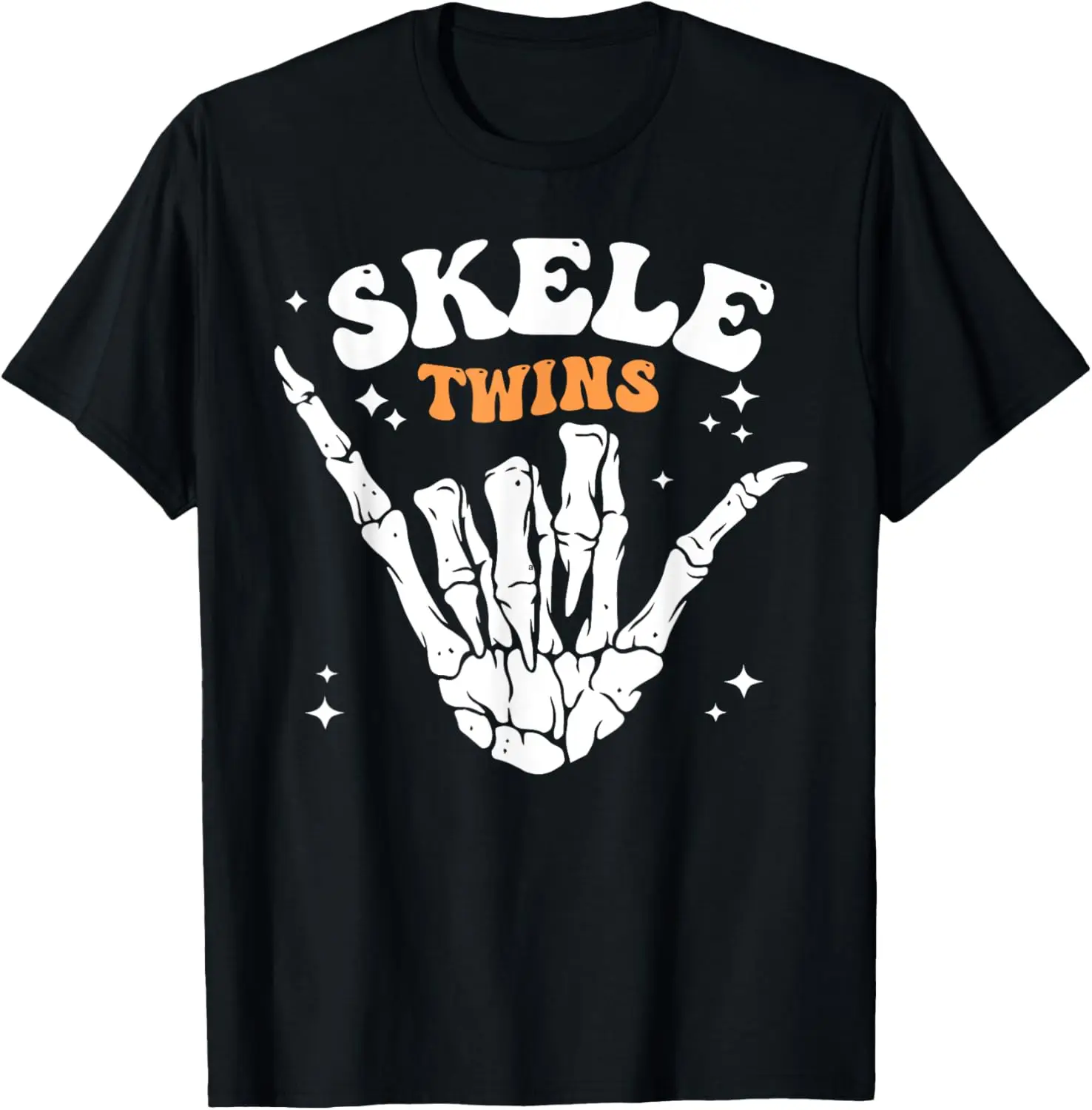 Twins Halloween Matching Skeletwins Funny Dancing Skeletons T-Shirt