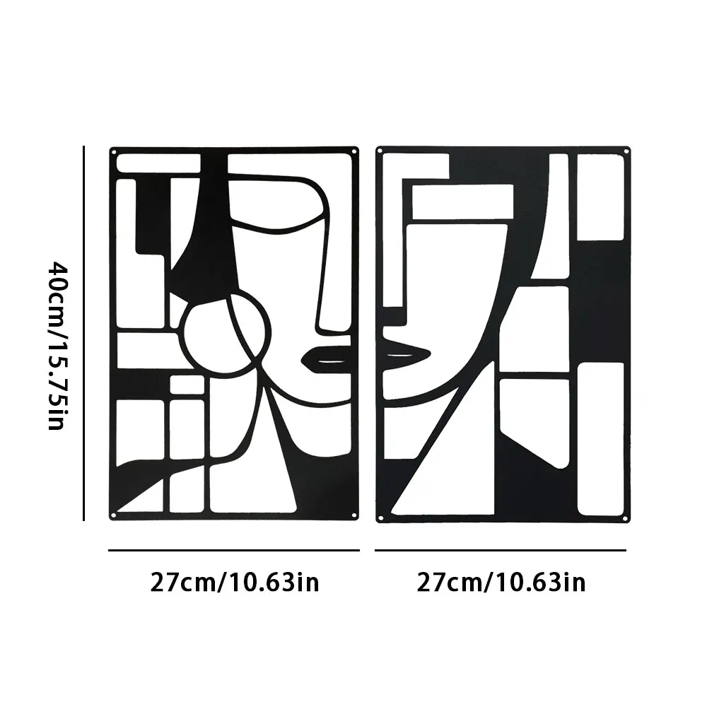 Art mural abstrait en métal - Facile à installer, géométrique, lignes, formes, artistique, chambre à