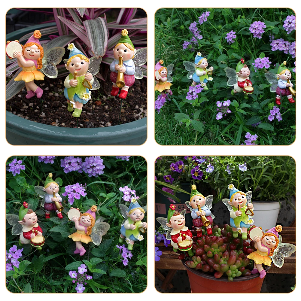 

4 Pcs Elf Band Ornaments Fairies Decors for Bonsai Garden Miniatures Fairy Figurines Plants Crafts Decorative Stake Resin