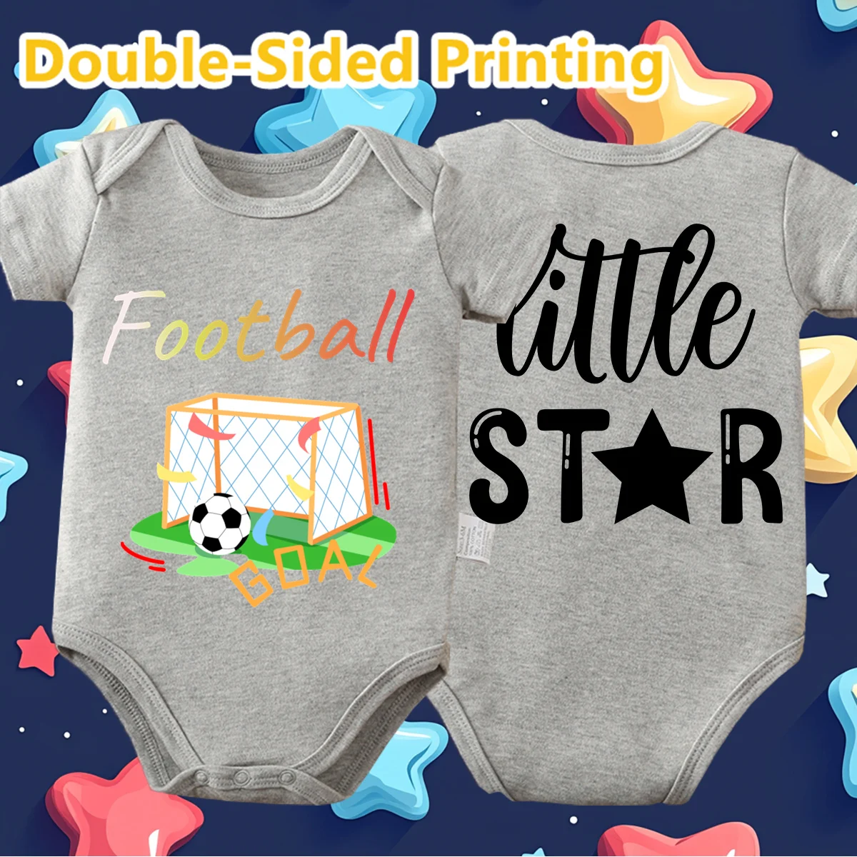 

Боди из 100% хлопка с двусторонним пламенным футбольным принтом, удобная одежда для малышей, комбинезон для новорожденных от 0 до 12 месяцев