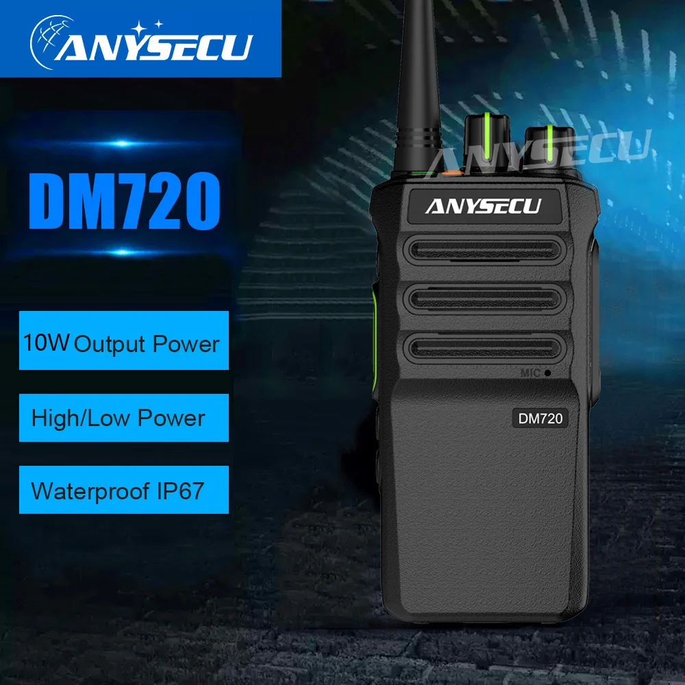 

ANYSECU DM720 Walkie Talkie DMR IP67 7.4V 2600mAh AES26 10W ham two way radio