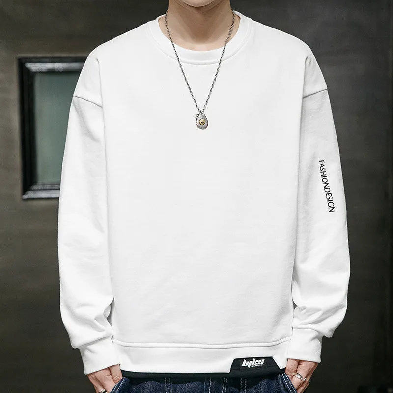 High quality sweatshirts for men long sleeve big size letter print pullover spring autumn 2024 tending clothing black grey white