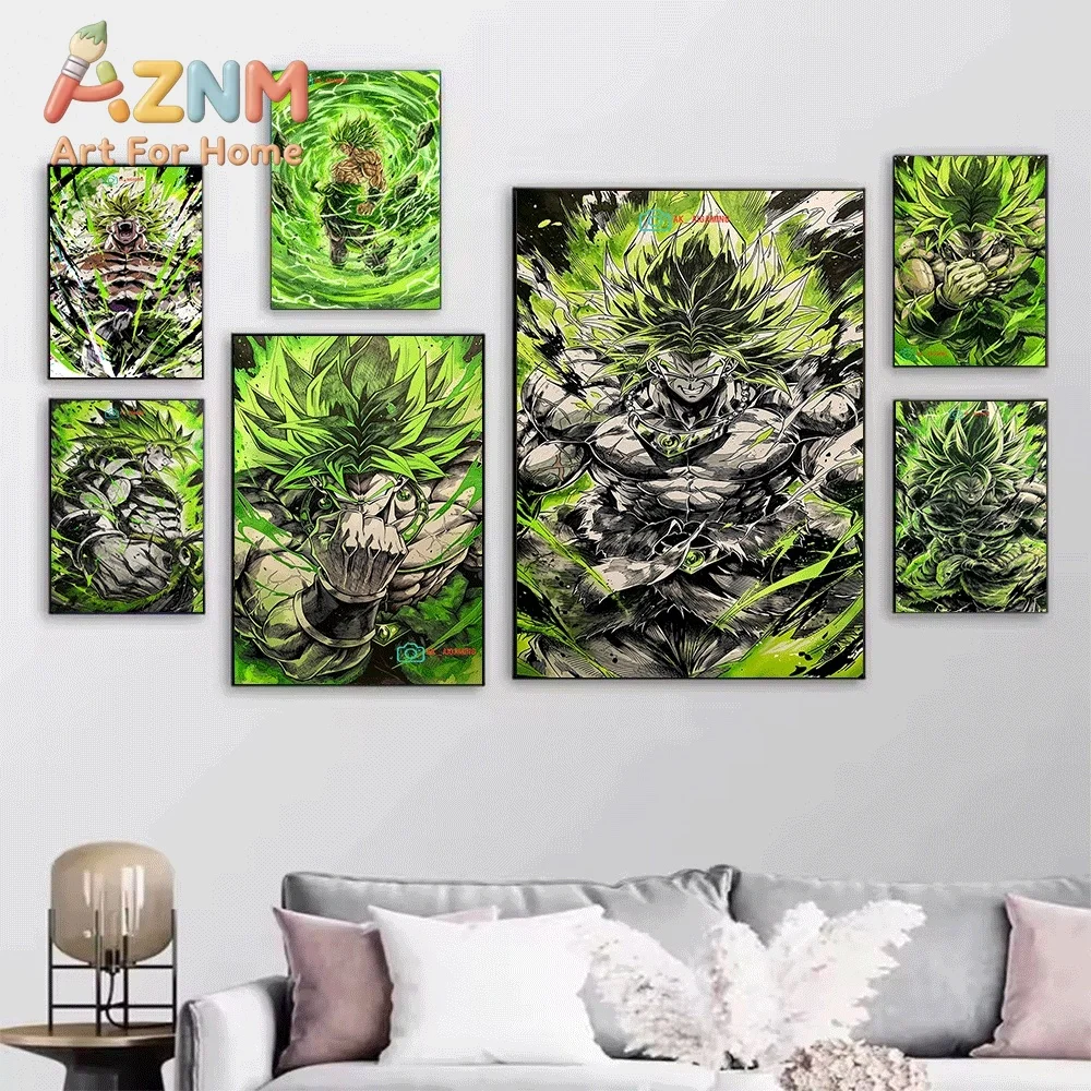 Dragon Ball Z Broly Legendary Super Saiyan Cell Green Power Aura Anime Canvas Wall Art Unframed Single Print Home Decor Gift