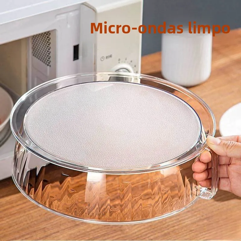 Tampa Protetora Transparente para Micro-ondas Resistente a Altas Temperaturas, à Prova de Óleo e Resos, para Alimentos Qu...