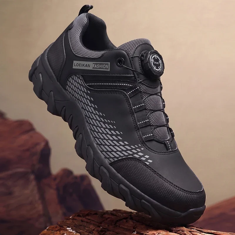 Herren-Freizeitschuhe mit Drehknopf, Mesh-Einsatz, rutschfeste, verschleißfeste dicke Sohle, Sneakers für den täglichen Stadtverkehr. – Detail 5