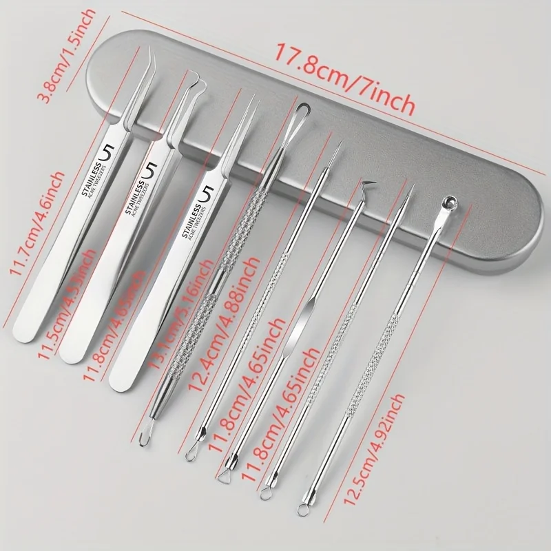 مجموعة مكونة من ثماني قطع من إبرة مشبك الخلية الدقيقة لصندوق حديد، ملاقط الرؤوس السوداء من الفولاذ المقاوم للصدأ، مجموعة أدوات إزالة منزلية #5
