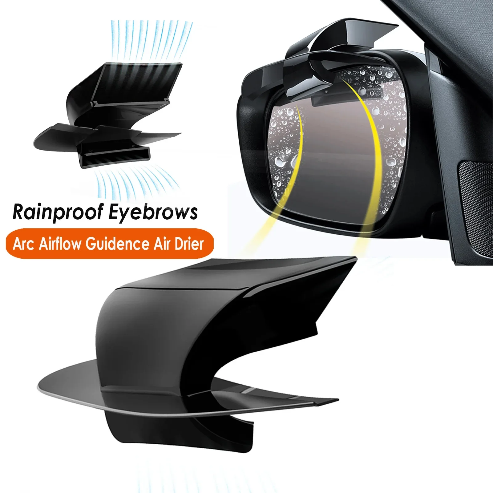 2 Pieces Wind Guidance Rear View Mirror Air Drier Rain-Proof Eyebrows Car Shading Rain Cover Rain Protector Universal