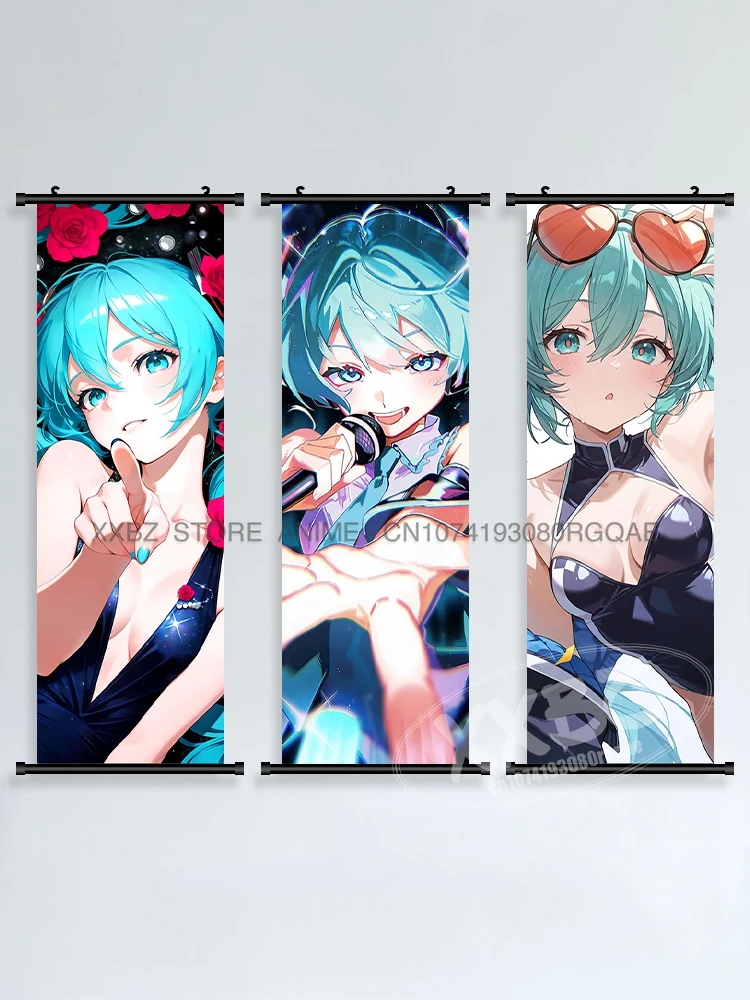 Figurines d'anime Hatsune Miku, décoration de maison, rouleaux sur toile, images, affiche de mode imprimée, Art mural, peinture suspendue de fond de chevet