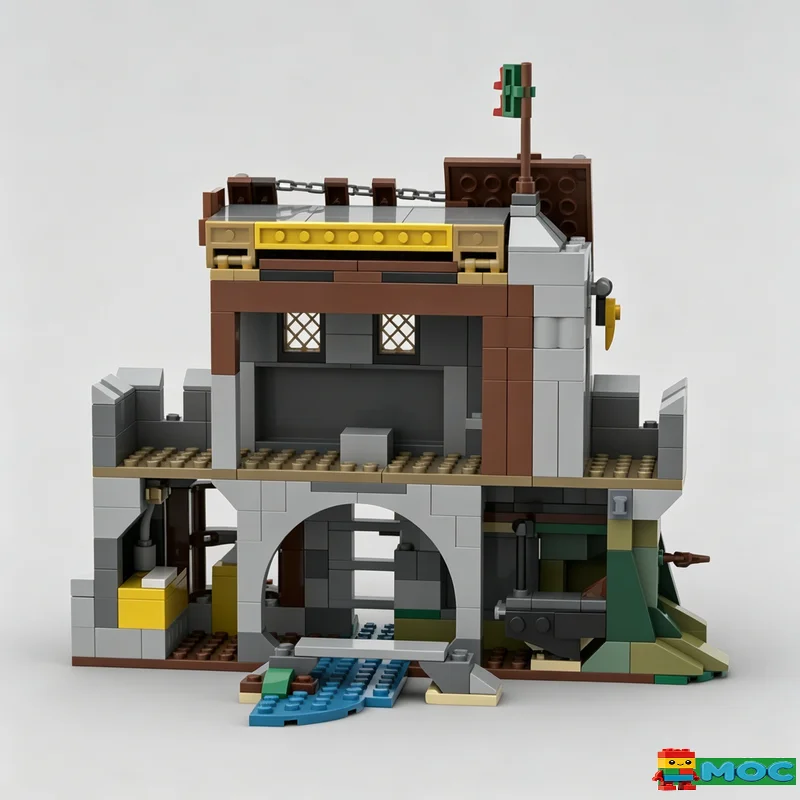 363PCS Medieval Market And Mill Add-On House MOC Model Custom Building Blocks DIY Assembly Educational Birthday Christmas Gift