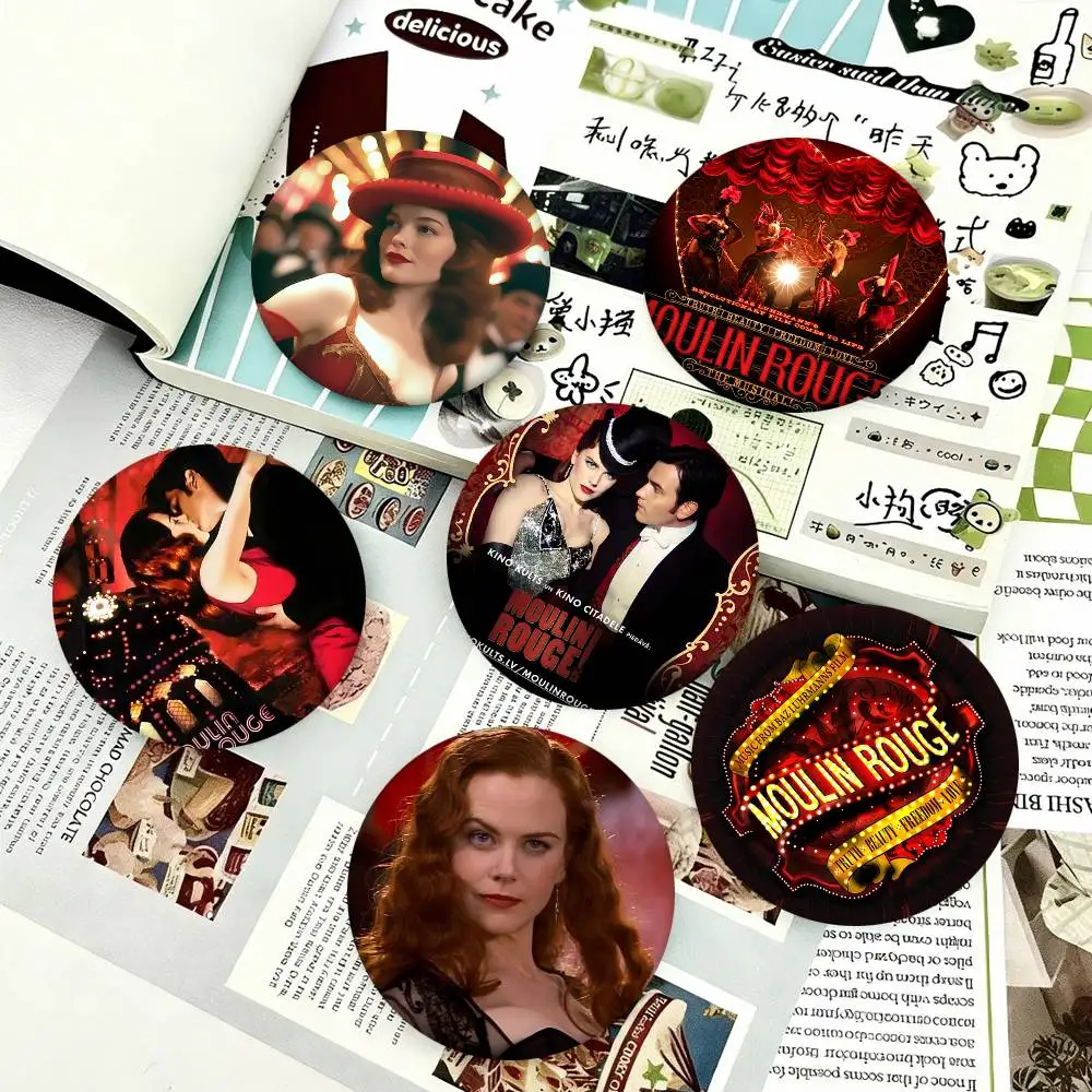 1 unidade de Broche Clássico Estilo Desenho Animado M-Moulin Rouge para Decoração de Mochila, Pins Redondos de Esmalte para Acessórios