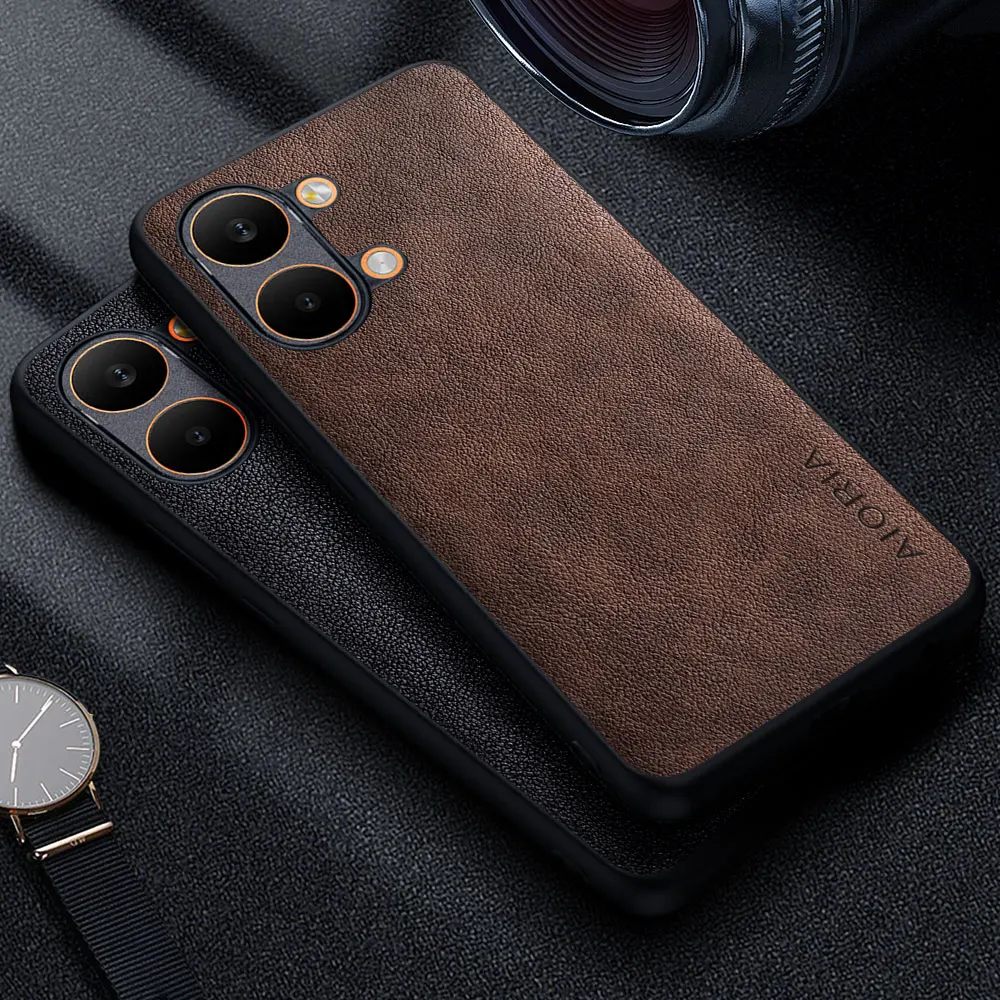 Premium-Luxus-Leder-Handyhülle für Xiaomi Poco X8 Pro Max, Retro-Business-Stil, einfarbige Hülle