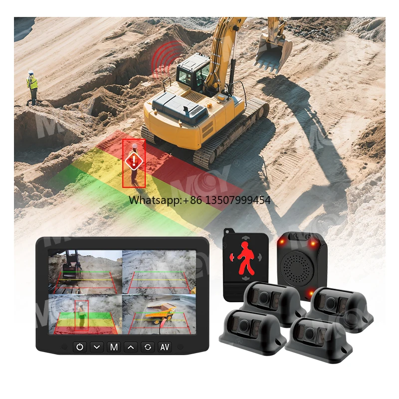 

4 Channel 7Inch 4 Ways Monitor Display Human Direction Indicator Bsd Bsm Blind Spot Detection System Ai Camera