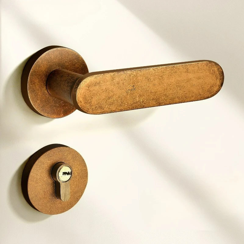 Minimally Quiet Universal Indoor Bedroom Door Lock, Split Type Wooden Door Handle Lock
