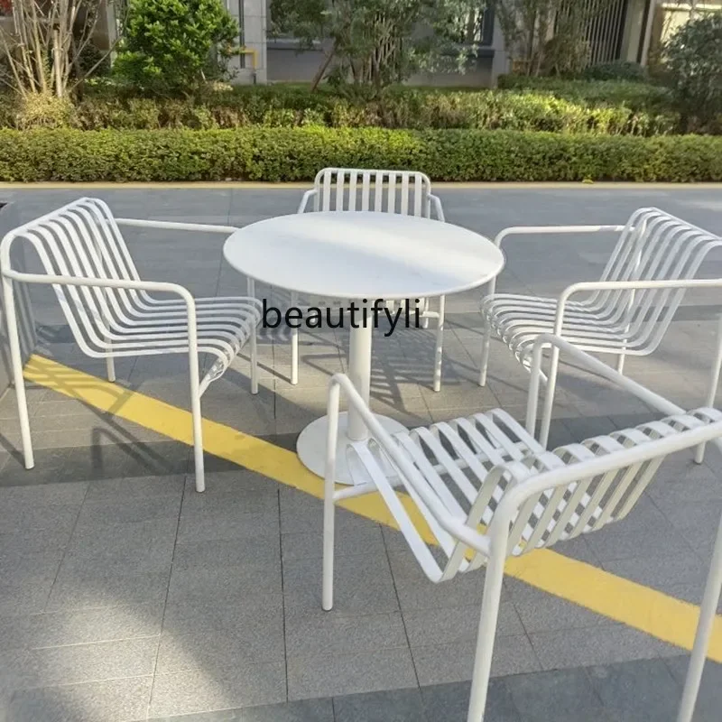 Outdoor table and chair set, leisure chair, balcony three-piece set  courtyard garden  homestay, rain and sun protection  H