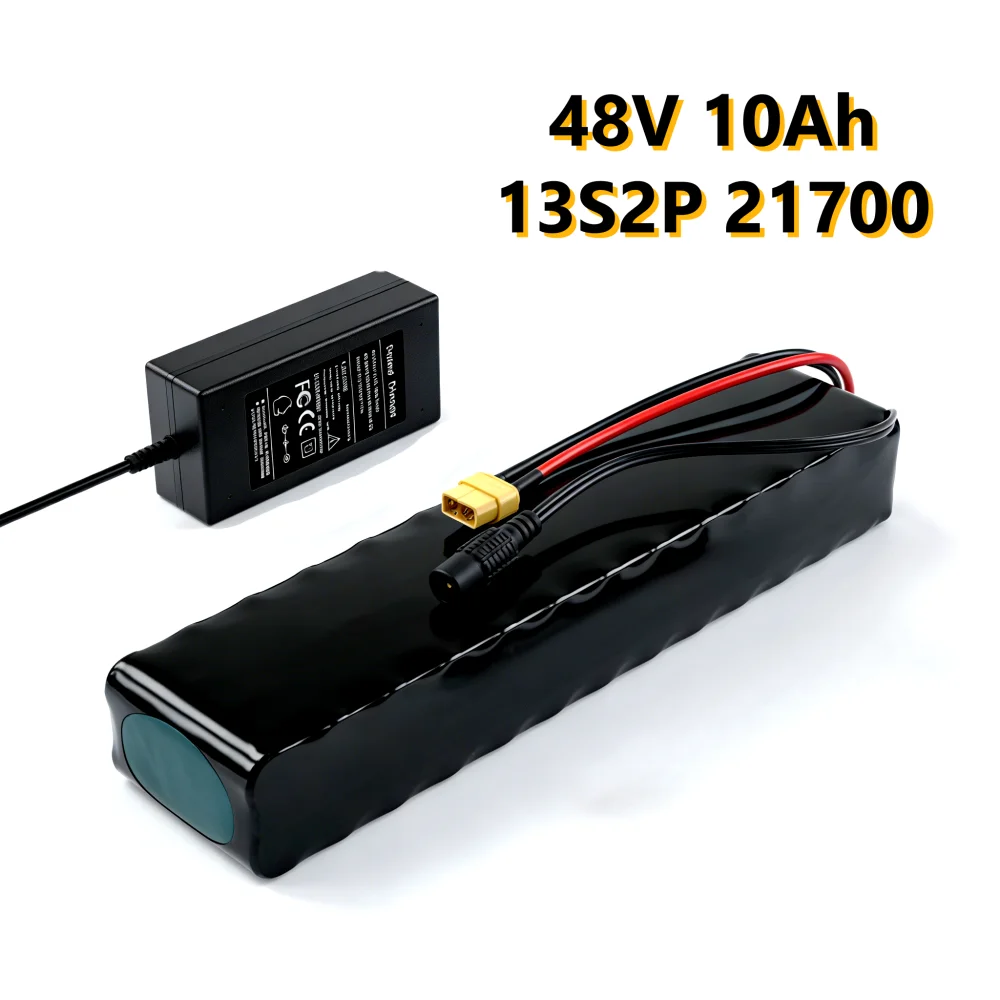 High-Capacity 13S2P 48V 10000mAh 21700 Li ion Battery Pack for Electric Vehicle Motorcycle DIY Kit with 20A BMS 54.6V 2A Charger