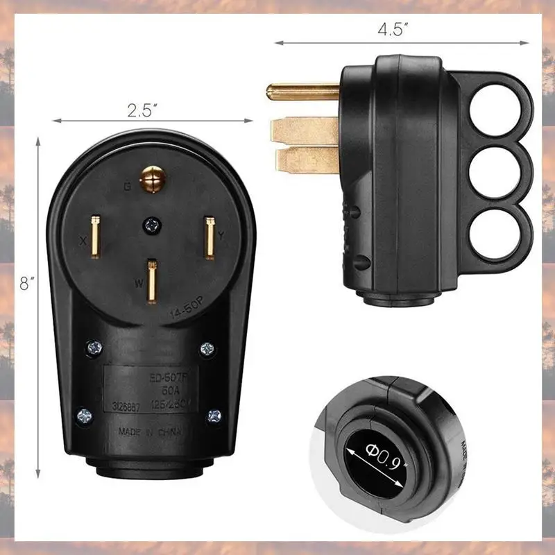 2025 Trend RV Receptacle Replacement Power Plug 50AMP 14-50P 125V/250V Replacement Power Plug Travel Trailer RV Accessories Plug