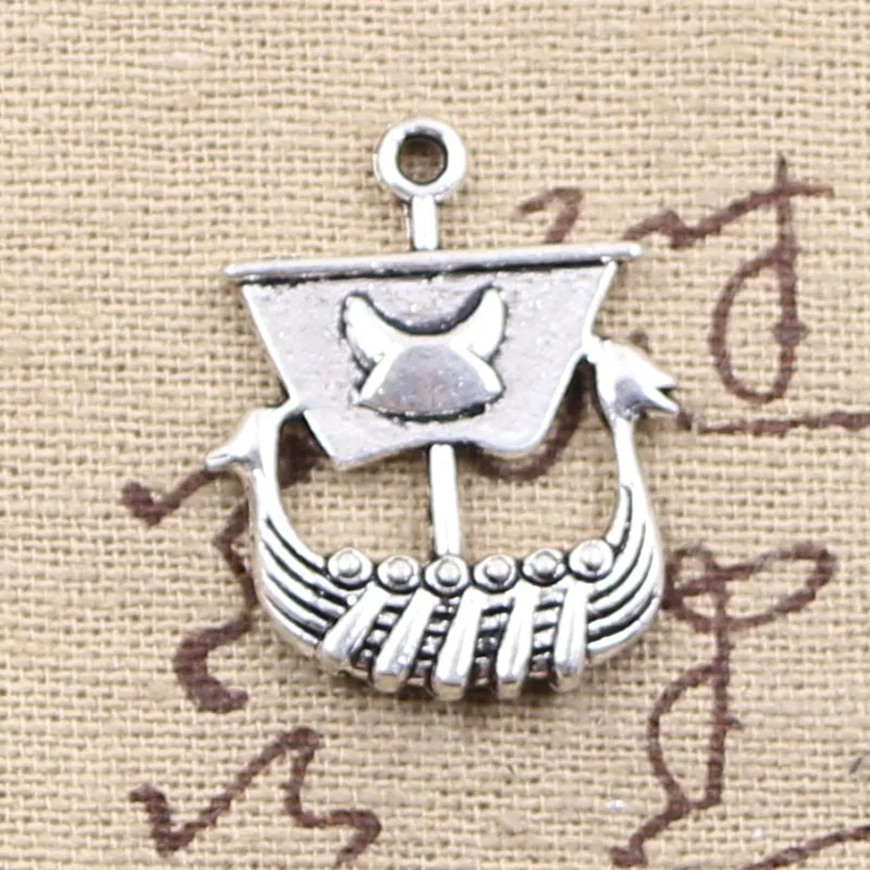 10pcs Charms Viking Ship Boat 26x21mm Antique Silver Color Plated Pendants Making DIY Handmade Tibetan Silver Color Jewelry