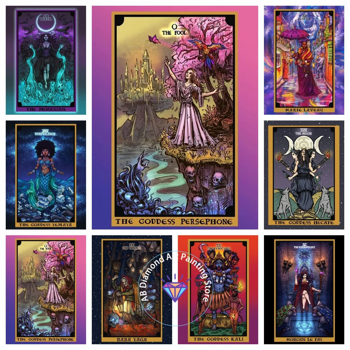 

AB Diamond Painting Art 5D DIY Mosaic Vintage Tarot Game Goddess Hecate In The Moon Embroidery Kits Bedroom Decoration Kids Gift