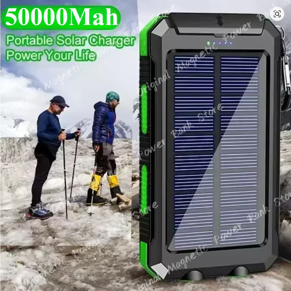 

Brand 50000mAh Solar Power Bank Dual USB Travel Outdoor Portable External Battery Waterproof Powerbank For Camping Spare Battery