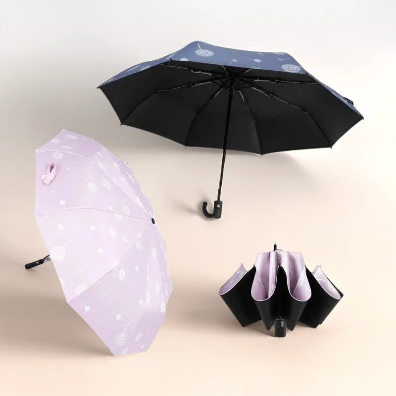 

Dandelion 8/10 Ribs Large Umbrella Black Coating Sun UV Protection Compact Folding for Women