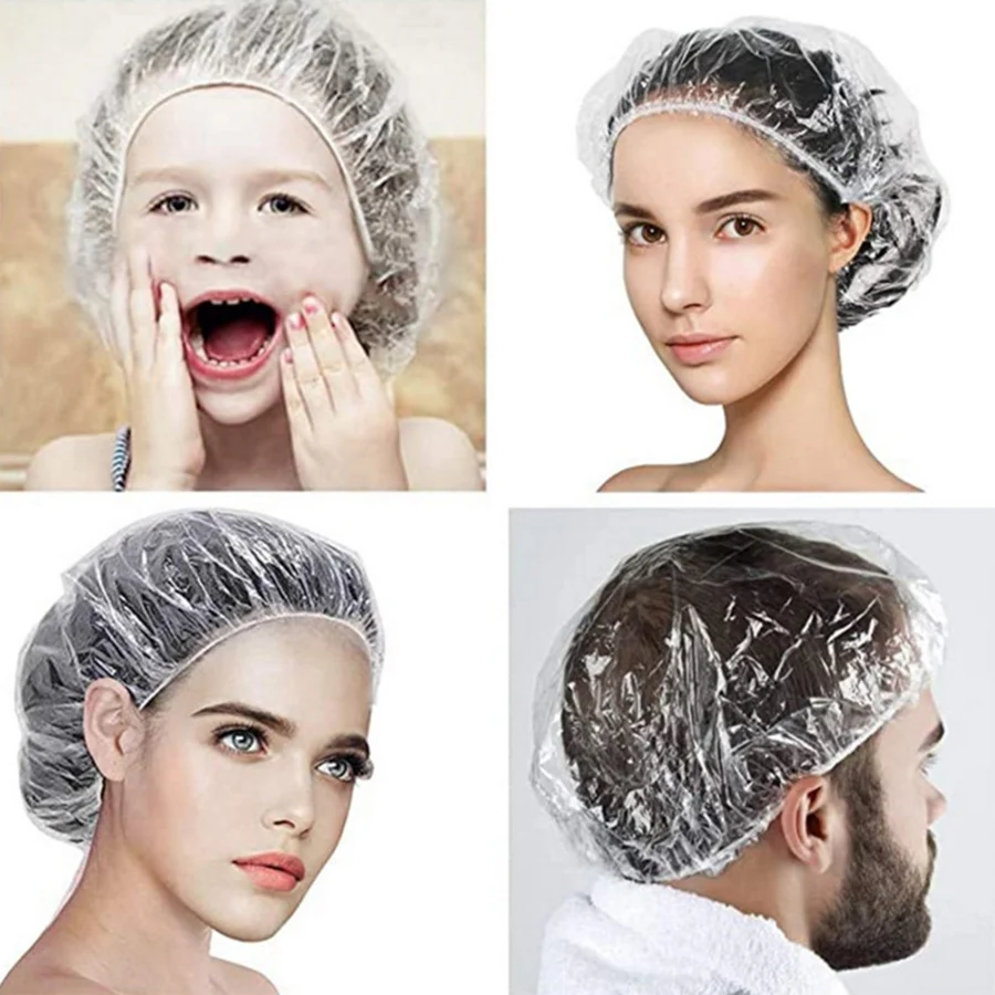 Plastic Disposable Shower Cap, Baking Oil Cap, Hair Dye Cap, Shampoo Shower Strip Hat