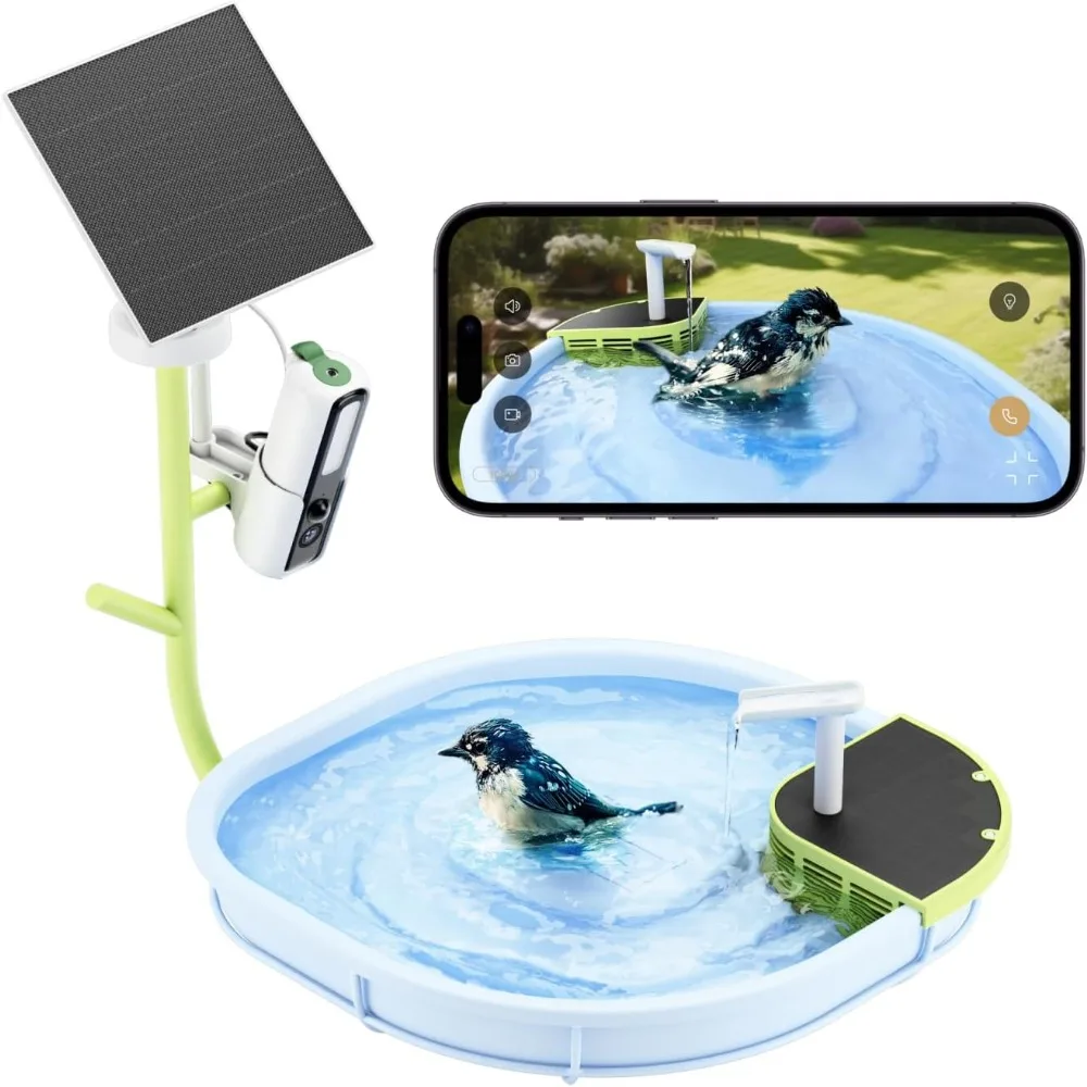 

Birddy Original Smart Bird Bath with Camera Solar Powered, Automatic Flowing Birdbath with Birds Watching Camera, AI Identi