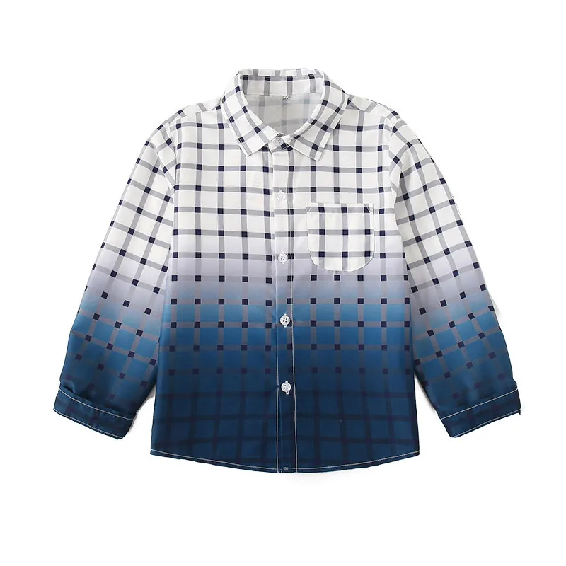 Spring Autumn grid long sleeve Boys Shirts Baby Kids clothes Cotton tops wear Fashion Plaid handsome Blouses for Children