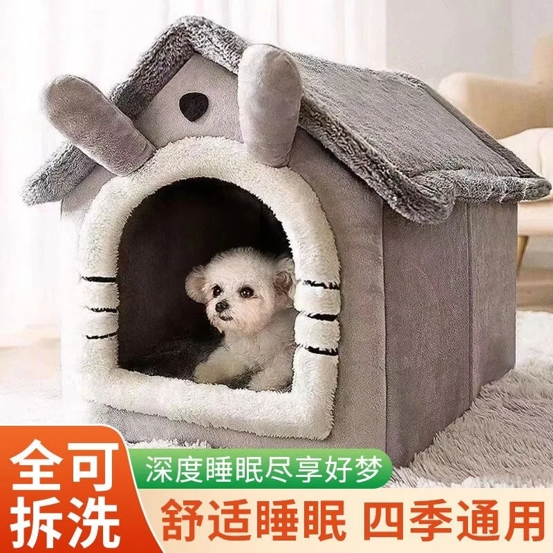 New large house for cats, enclosed and padded, universal, detachable and washable, for winter warmth