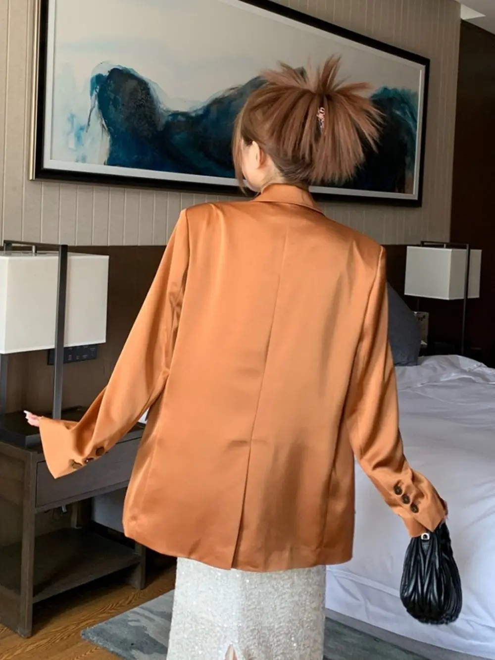 Straight Vintage Loose Blazers For Women Lapel Long Sleeve Double Breasted Solid Jacket Female Casual High Street пиджак женский