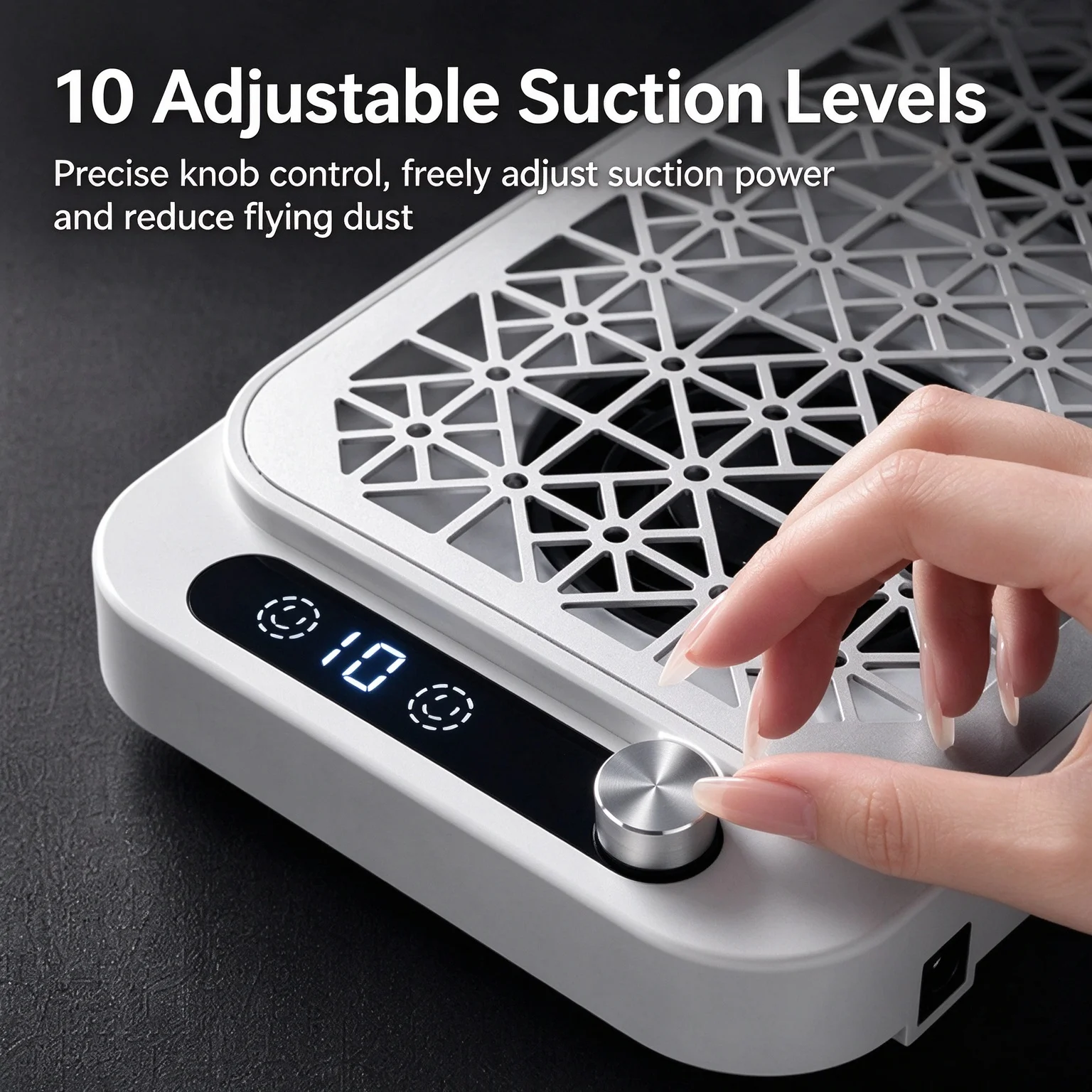 Dual Turbine Nail Dust Collector 10 Speed Adjustable Nail Vacuum Cleaner Strong Suction Manicure Dust Extractor for Salon Home U