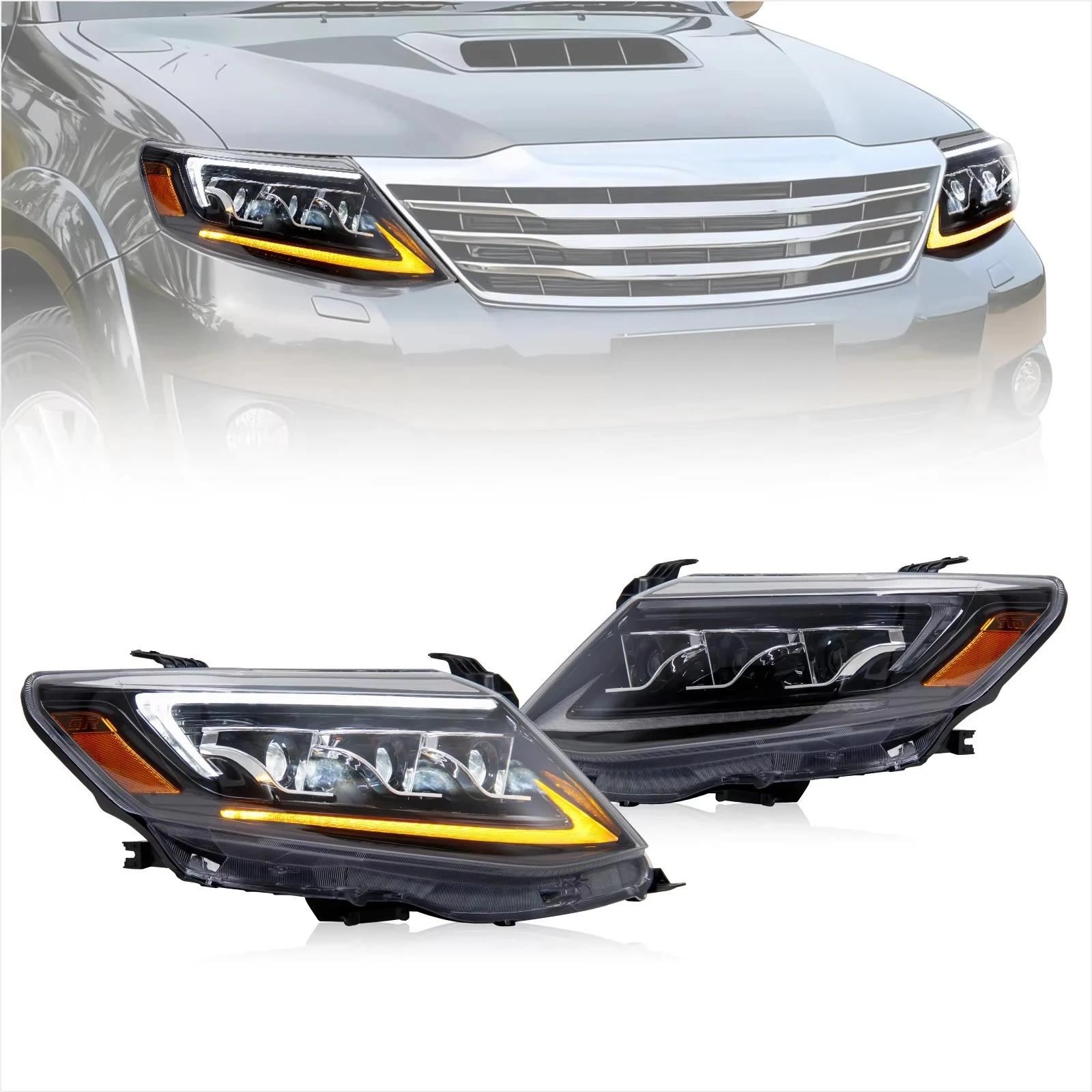 Led Head Light for Fortuner 2011 2012 2013 2014 2015 Projector Head Lamp Led Headlight 12V DRL Assembly Car Accessories