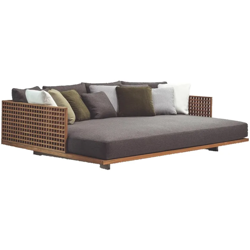 

Outdoor Bed Double Teak Lounger Outdoor Pool Villa Leisure Chair Garden Hotel Lunch Break Bed