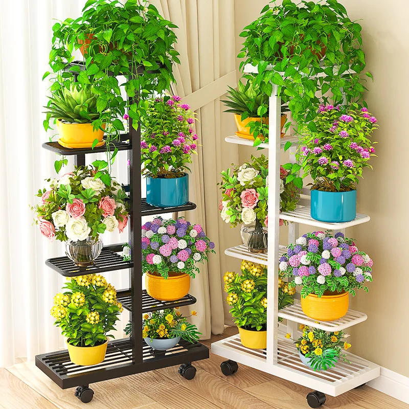 Waterproof Rust Proof Multi Layer Iron Flower Stand Easy Install Eco Friendly Floor Shelf For Balcony Living Room Potted Plants